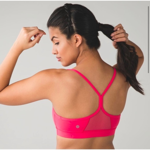 Excellent condition Lululemon Flow Y bra Pink Guava hot pink color Size:2 - Picture 5 of 9